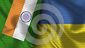 Ukraine and India Realistic Flag Ã¢â¬â Fabric Texture Illustration